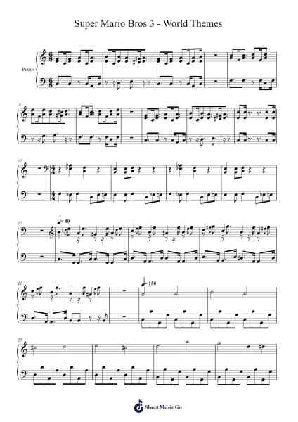 Super Mario Bros 3 - World Themes Sheet Music by Misc Computer Games-Arr.Bulwatt Beergrant