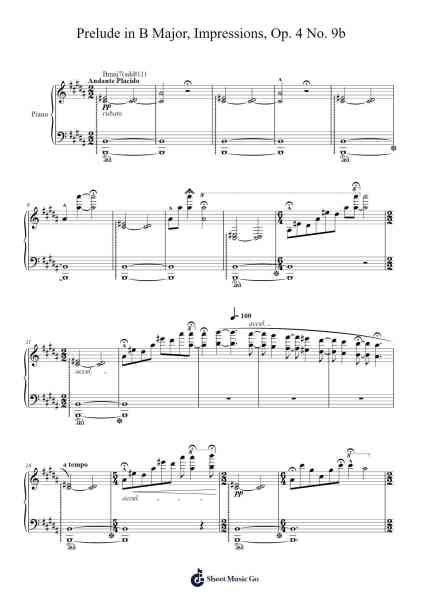 Prelude in B Major, Impressions, Op. 4 No. 9b Sheet Music by Damian Varnum-Arr.Asdict