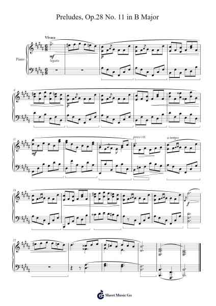 Preludes, Op. 28 No. 11 in B Major Sheet Music by Frédéric Chopin-Arr.Lytckey Comnel