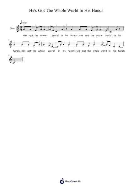 He's Got The Whole World In His Hands Sheet Music by Cookephia Egjoy-Arr.Sawhy