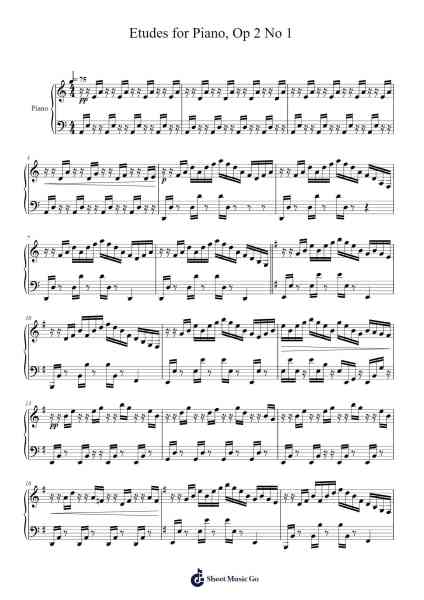 Etudes for Piano, Op. 2 No. 1 Sheet Music by Payzy Jorlew-Arr.Montyet