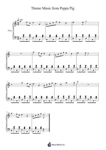 Theme Music from Peppa Pig Sheet Music by Julian Nott-Arr.Lewcar