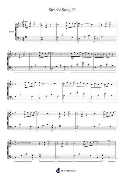 Simple Song #3 Sheet Music by Cashshop-Arr.Sweetxe Goldthune