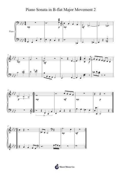 Piano Sonata in B-flat Major Movement 2 Sheet Music by Krzysztof Cichosz-Arr.Stilkim