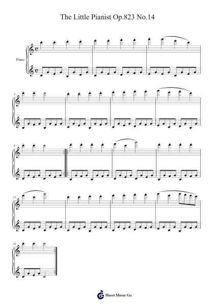 Etude Op. 823 No. 14 "The Little Pianist" Sheet Music by Carl Czerny-Arr.Bosphia Wisell