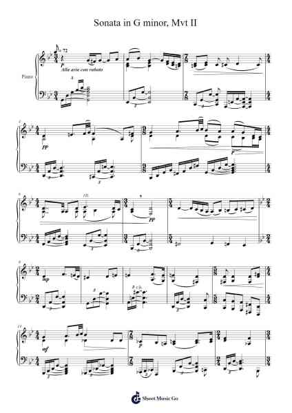 Sonata in G minor, Mvt II Sheet Music by undefined-Arr.Hula