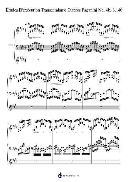 Études d'exécution transcendante d'après Paganini, S. 140: No. 4 in E Major Sheet Music by Franz Liszt-Arr.Oglet Kitcke