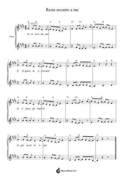 Resta accanto a me Sheet Music by Gen Verde-Arr.Wrightcia Leighgai