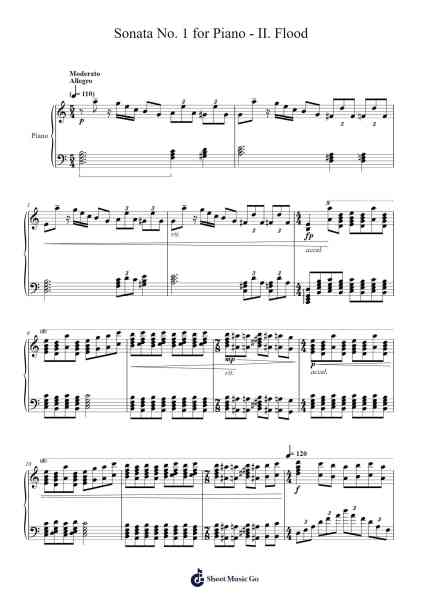 Sonata No. 1 for Piano - II. Flood Sheet Music by Matthew Wheeler-Arr.Scripla Brookfe