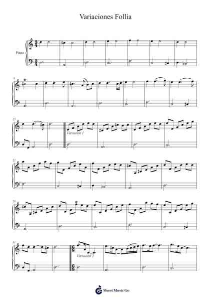 Variaciones Follia 樂譜由 Toynbard Wheecroft - 編曲 Humbryce Vanral
