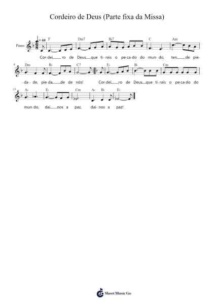 Cordeiro de Deus (Parte fixa da Missa) Sheet Music by Fernando-Arr.Brurel