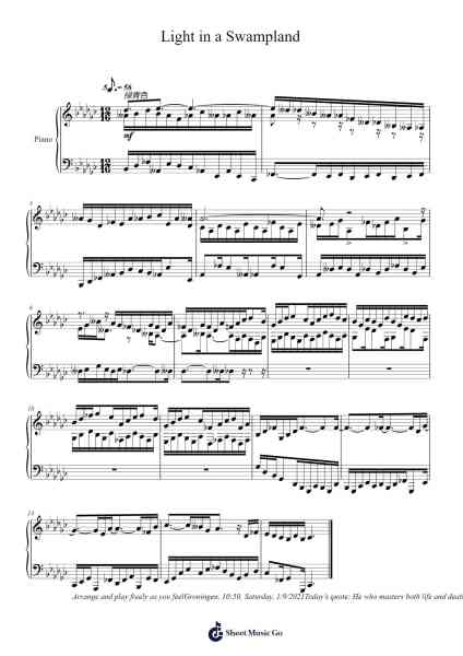 Light in a Swampland Sheet Music by Toursbur-Arr.Blithephne