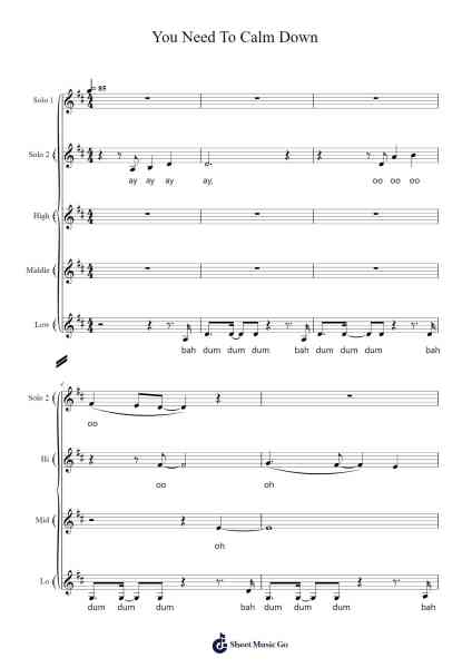 You Need To Calm Down Sheet Music by Taylor Swift-Arr.Tifliz