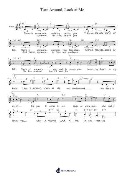 Turn Around, Look at Me Sheet Music by Glen Campbell-Arr.Paunix