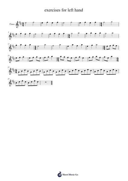 exercises for left hand Sheet Music by undefined-Arr.Stonelian Chantham