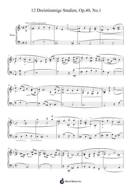 12 Dreistimmige Studien, Op.40, No.1 Sheet Music by Károly Aggházy-Arr.Derwy Joylogg