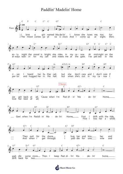 Paddlin' Madelin' Home Sheet Music by Harry Woods-Arr.Hosy