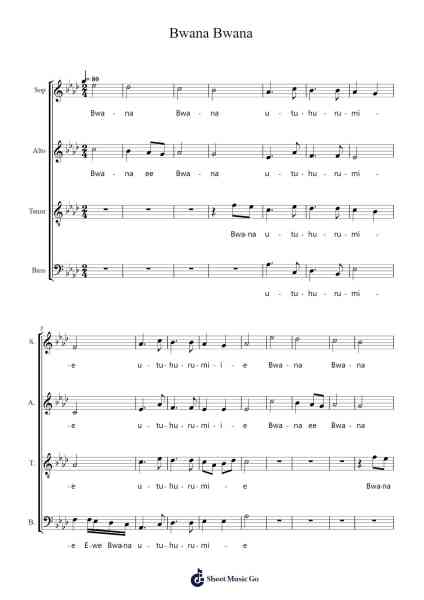 Bwana Bwana Sheet Music by Faithenard Wildedict-Arr.Georfoe
