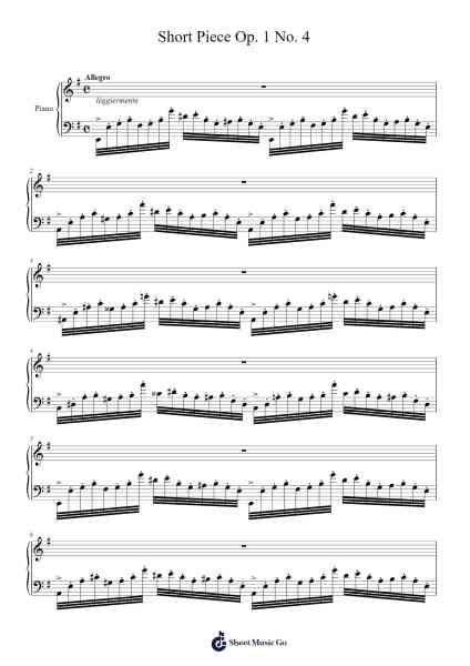 Short Piece Op. 1 No. 4 Sheet Music by 3gC42bX-Arr.Cocon