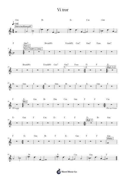 Vi tror Sheet Music by Unknown author-Arr.Jusmens