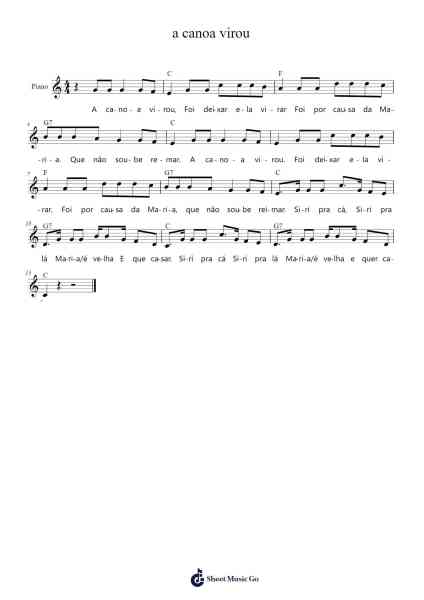 a canoa virou Sheet Music by Cantiga de Roda-Arr.Guygray