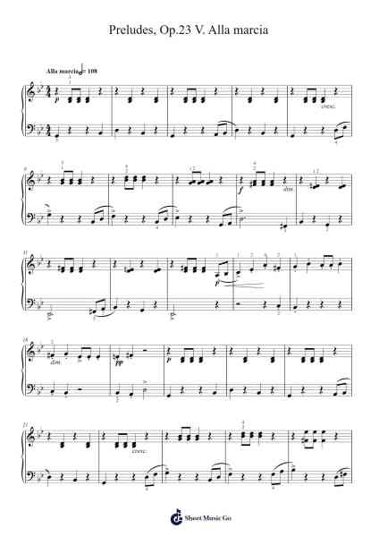 Preludes Op. 23, No. 5 in G Minor, Alla marcia Sheet Music by Sergei Rachmaninoff-Arr.Yedpont