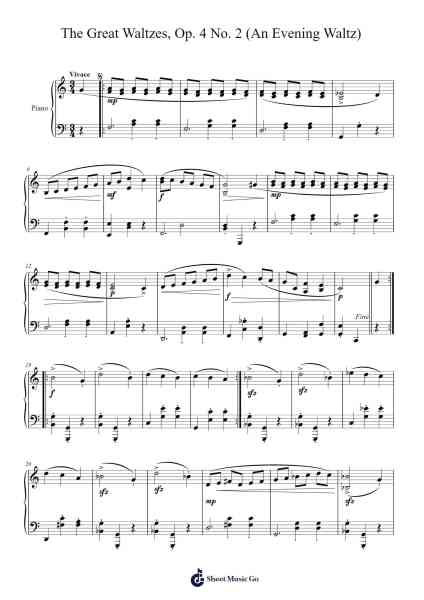 The Great Waltzes, Op. 4 No. 2 "An Evening Waltz" Sheet Music by Reuben Prabaswara Windukusuma-Arr.Xefunk Huttrick