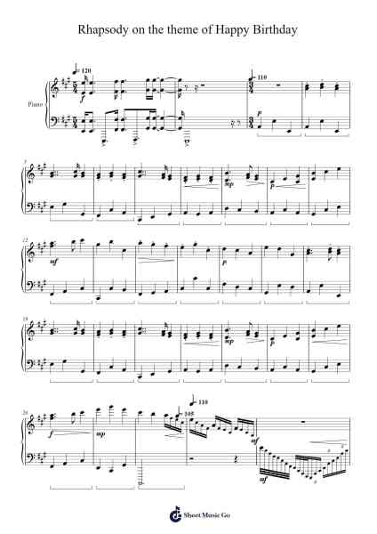 Rhapsody on the theme of Happy Birthday Sheet Music by 陆氏-Arr.Faitheva Carite