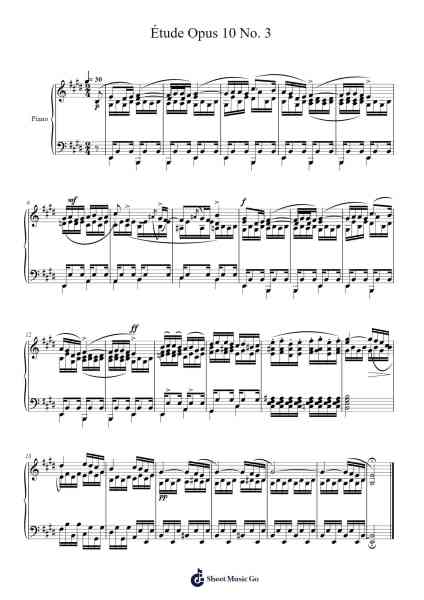 Étude Op. 10, No. 3 in E Major Sheet Music by Frédéric Chopin-Arr.Gisbey Gregbins