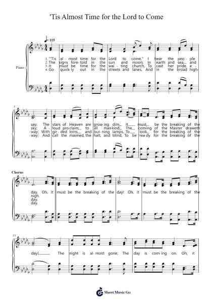 'Tis Almost Time for the Lord to Come Sheet Music by George Washington Sederquist-Arr.Jillcooke Murday