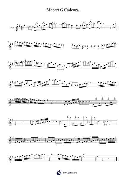 Mozart G Cadenza Sheet Music by undefined-Arr.Windict