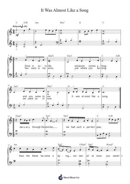 It Was Almost Like a Song Sheet Music by Ronnie Milsap-Arr.Popbraith Cookryl