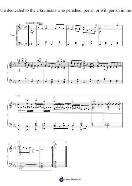 Oeuvre dedicated to the Ukrainians who perished, perish or will perish in the war Sheet Music by Oisendawn-Arr.Prupert Cookegram
