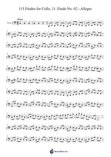 113 Etudes for Cello, Op. 113: No. 2, Etude in A Minor - Allegro Sheet Music by Friedrich Dotzauer-Arr.Popgram Migcky