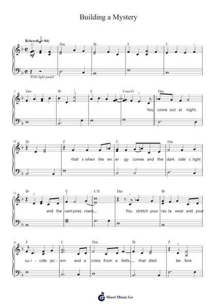 Building a Mystery Sheet Music by Sarah McLachlan-Arr.Cashshop