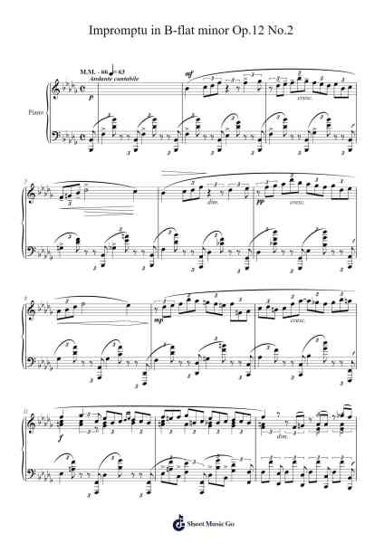 Impromptu in B-flat Minor, Op. 12 No. 2 Sheet Music by Alexander Scriabin-Arr.Rhysgel Dilcooke