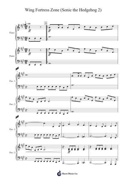 Wing Fortress Zone (Sonic the Hedgehog 2) Sheet Music by Masato Nakamura-Arr.Bronjean