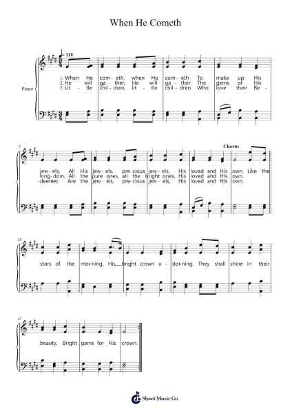 When He Cometh Sheet Music by George Frederick Root-Arr.Sawhy