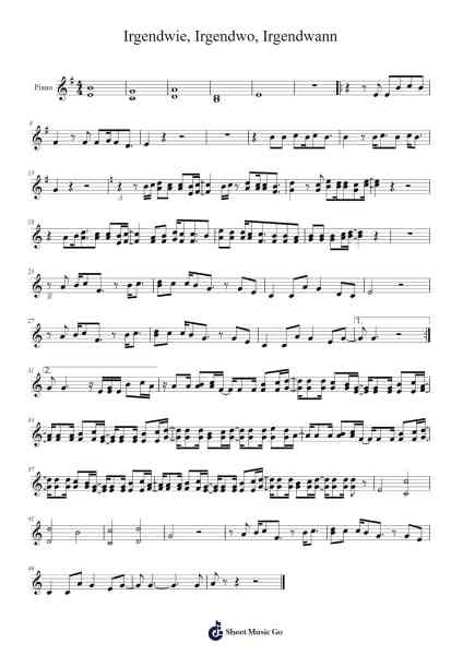 Irgendwie, Irgendwo, Irgendwann Sheet Music by -Arr.Pojudd Sheishua
