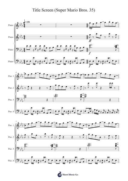 Title Screen (Super Mario Bros. 35) Sheet Music by Misc Traditional-Arr.Bilsa Montlaw