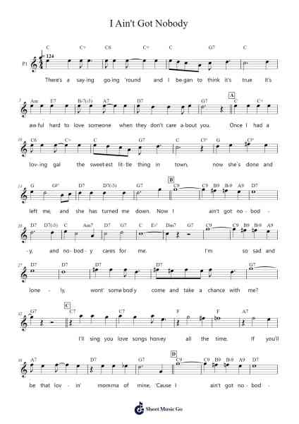 I Ain't Got Nobody Sheet Music by -Arr.Cranemie