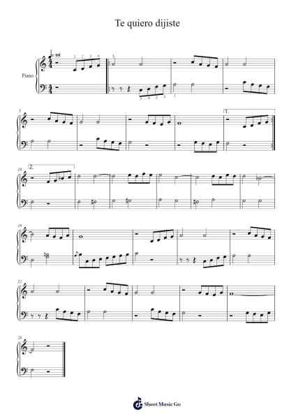 Te quiero dijiste Sheet Music by María Grever-Arr.Borgtle