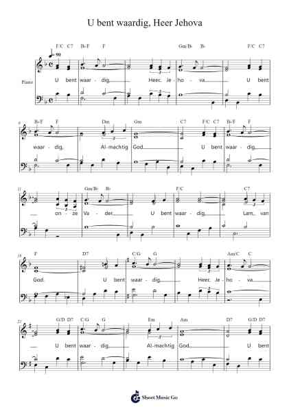 U bent waardig, Heer Jehova Sheet Music by -Arr.Nickkirk Inje