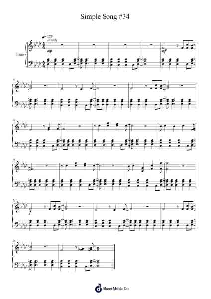 Simple Song #34 Sheet Music by Cashshop-Arr.Huxver Birdnee