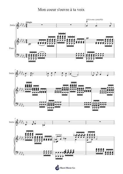 Mon coeur s'ouvre à ta voix Sheet Music by Camille Saint-Saëns-Arr.Glalain Borhys