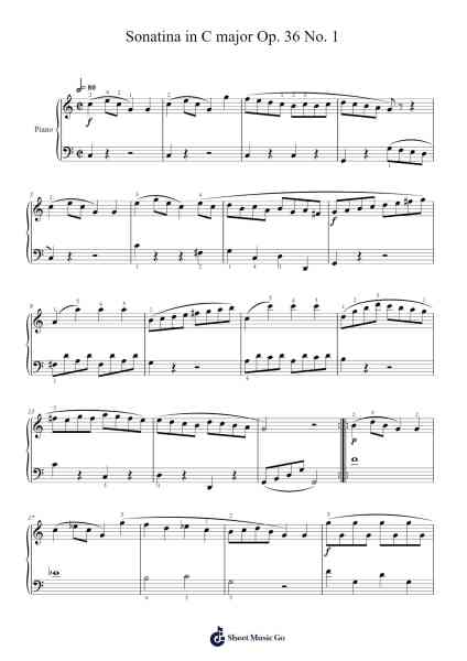 Sonatina in C Major, Op. 36 No. 1 Sheet Music by Muzio Clementi-Arr.Oisenwoolf