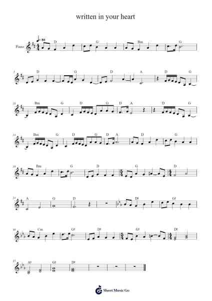 written in your heart Sheet Music by Misc Soundtrack-Arr.Charalph