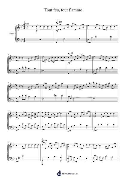 Tout feu, tout flamme Sheet Music by David64000-Arr.Debleign Jeston