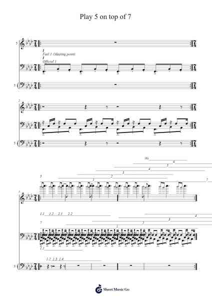 Play 5 on top of 7 Sheet Music by Nik Bärtsch-Arr.Oryet Zosoll