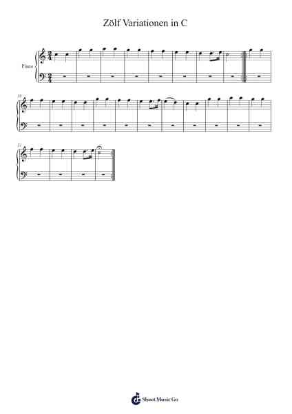 Zölf Variationen in C Ноты для фортепиано от Sandra Serrano Chueca-Arr.Ogreen Belker